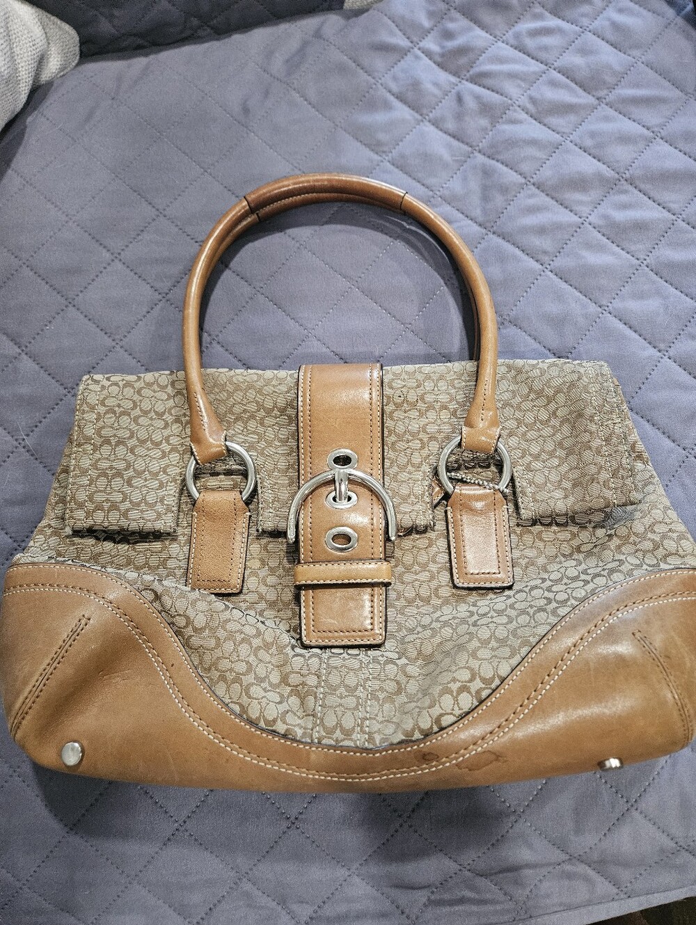 Coach Soho Signature C Canvas Leather Shoulder Bag Handbag